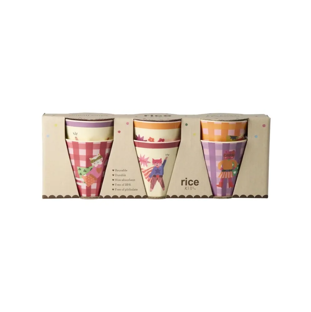 RICE Kinderbecher Small Cup aus Melamin Hero, 6er Pack