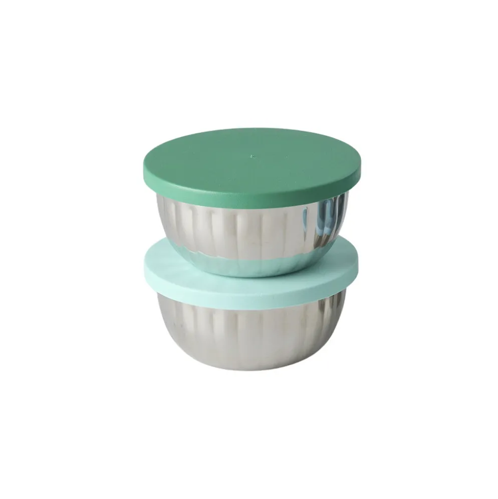 RICE Kleine Edelstahl-Schale mit Deckel, 150 ml, 2er-Set