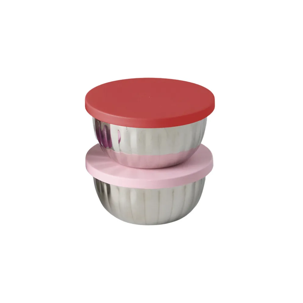 RICE Kleine Edelstahl-Schale mit Deckel, 150 ml, 2er-Set