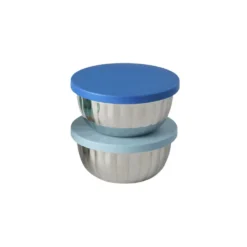 RICE Kleine Edelstahl-Schale mit Deckel, 150 ml, 2er-Set