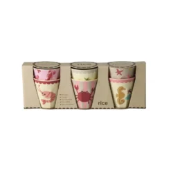 RICE Kleine Melamin Kinder Becher Ocean Print - 6er Pack