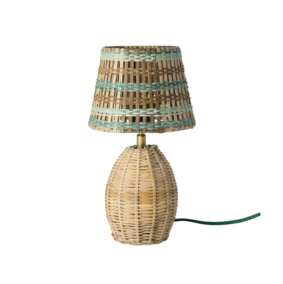 RICE Kleine Natur-Rattan Tischlampe