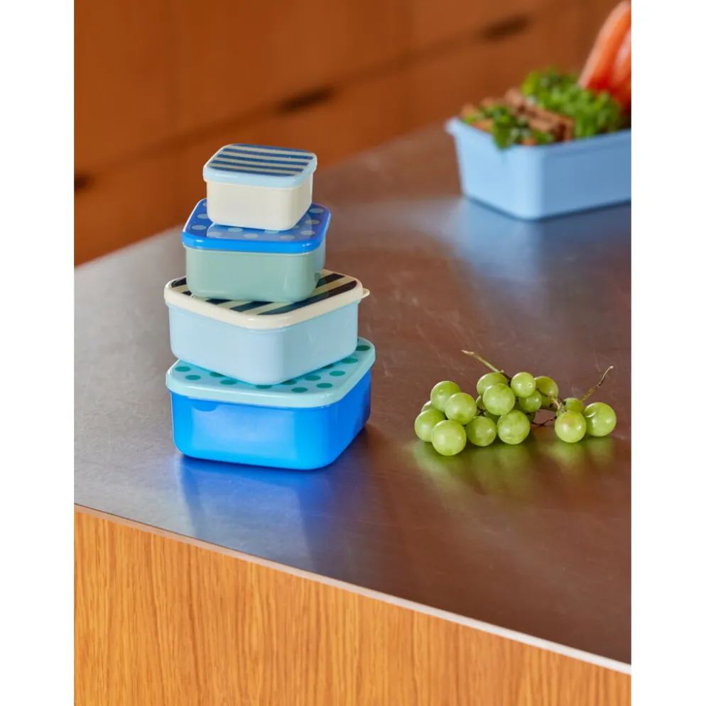 RICE Kunststoff Frischhaltedosen-Set Stripes & Dots (4er-Set)