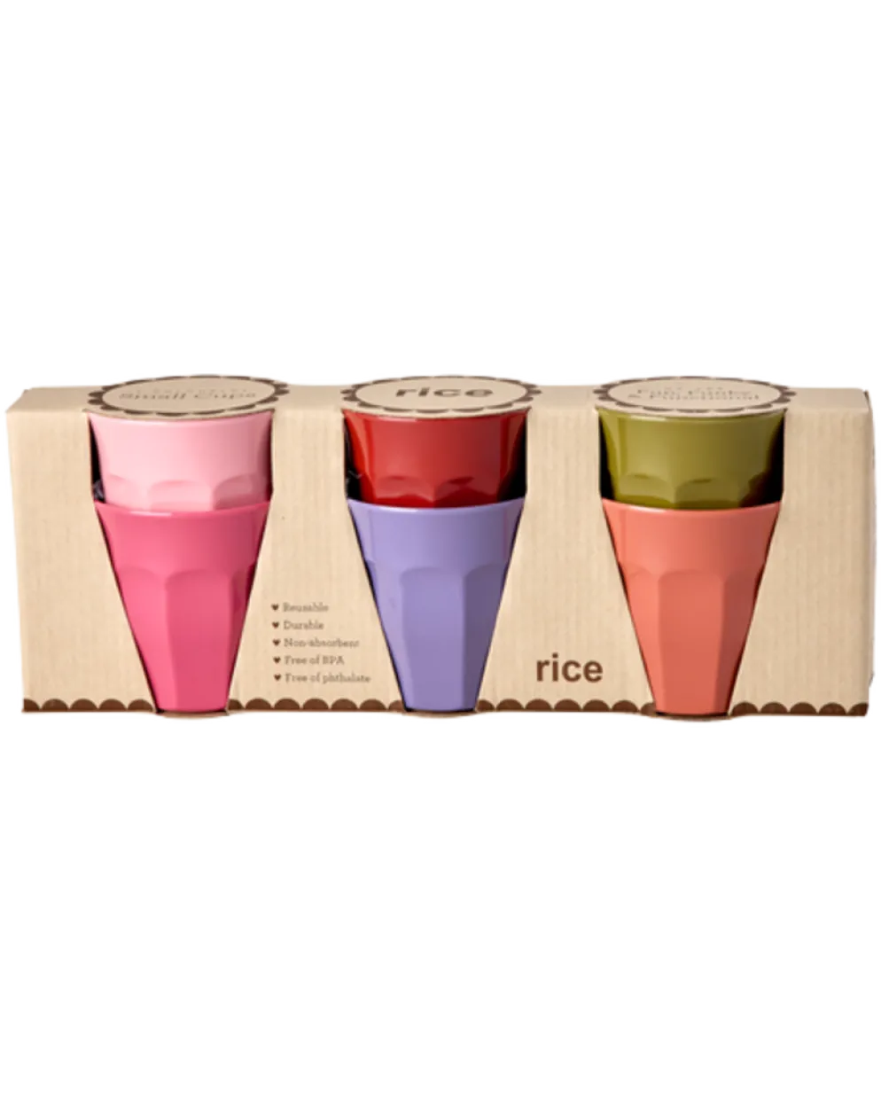 RICE Medium Melamin Becher im 6er Pack - Solid Colors
