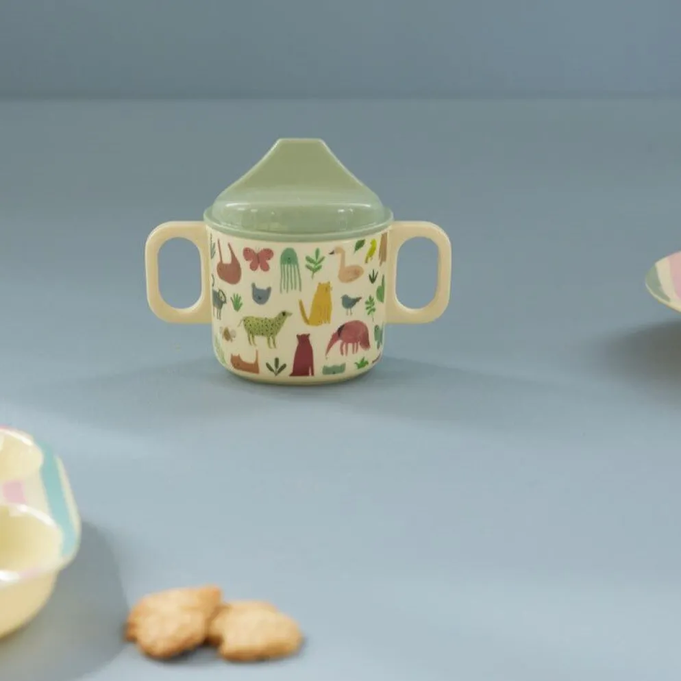 RICE Melamin Babybecher in Crème Sweet Jungle Print