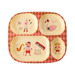 RICE Melamin Baby-Geschirrset Music Band in Geschenkbox, 4-teilig