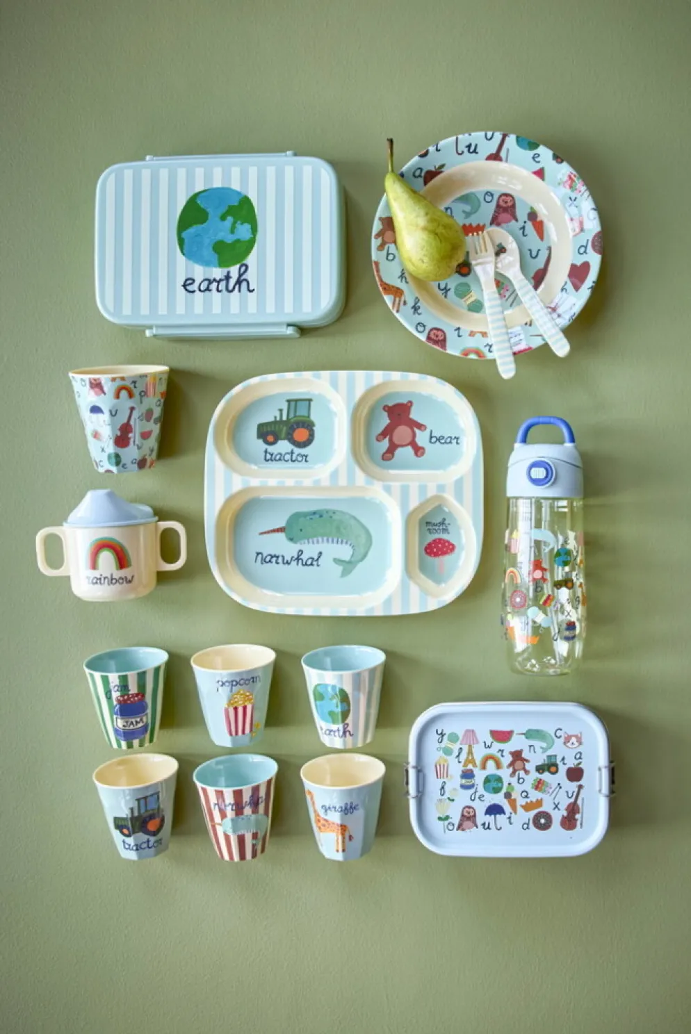 RICE Melamin Baby-Set ABC in Geschenkbox, 4-teilig