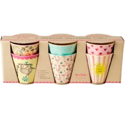 RICE Melamin Becher 6er-Set Funky Prints Pink