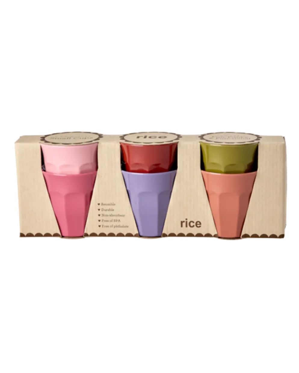 RICE Melaminbecher 6er-Set Small – Solid Colors
