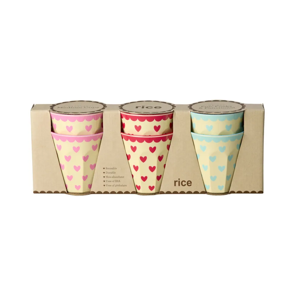 RICE Melamin Becher Favorite Hearts - Medium - 6er-Pack