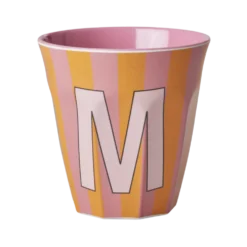 RICE Melamin Buchstabenbecher gestreift
