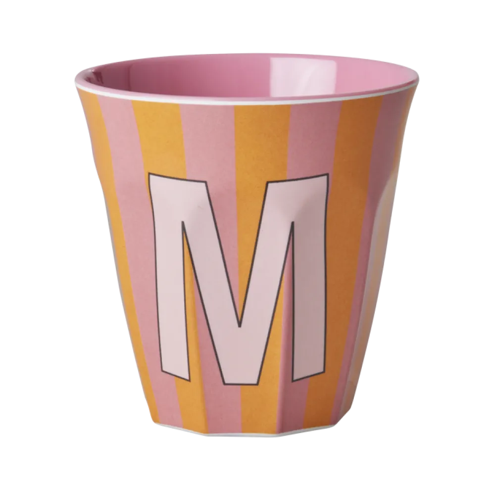 RICE Melamin Buchstabenbecher gestreift