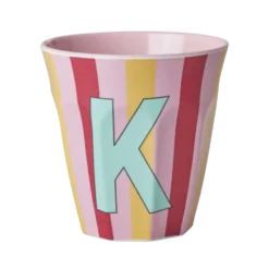 RICE Melamin Buchstabenbecher gestreift