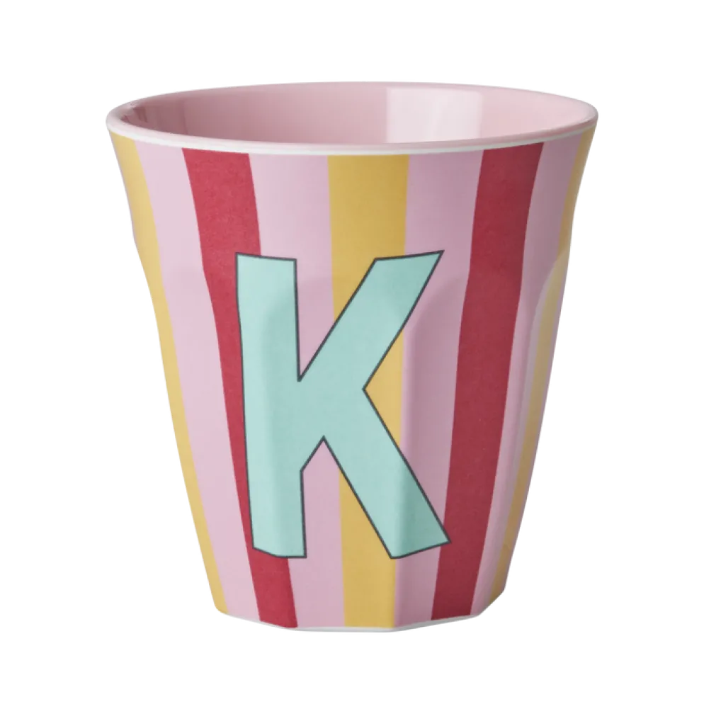 RICE Melamin Buchstabenbecher gestreift
