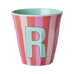RICE Melamin Buchstabenbecher gestreift
