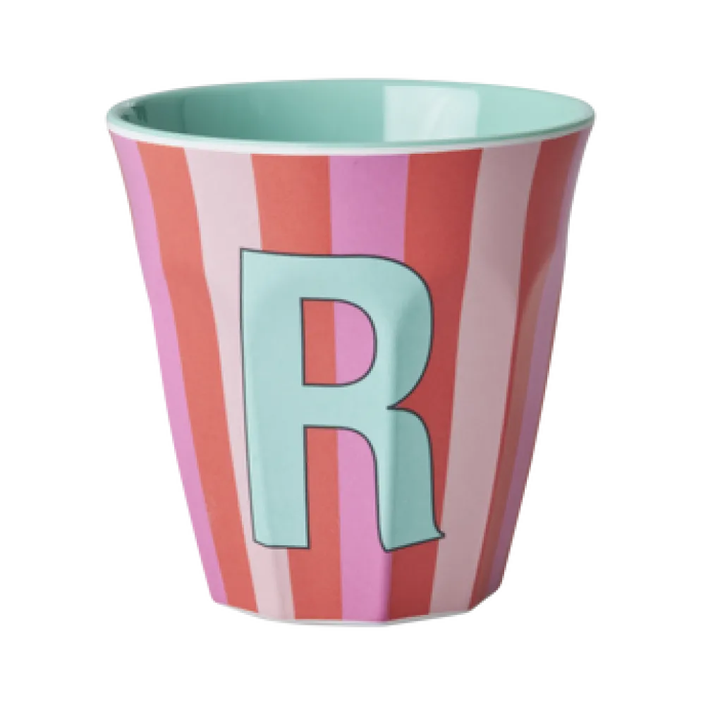 RICE Melamin Buchstabenbecher gestreift