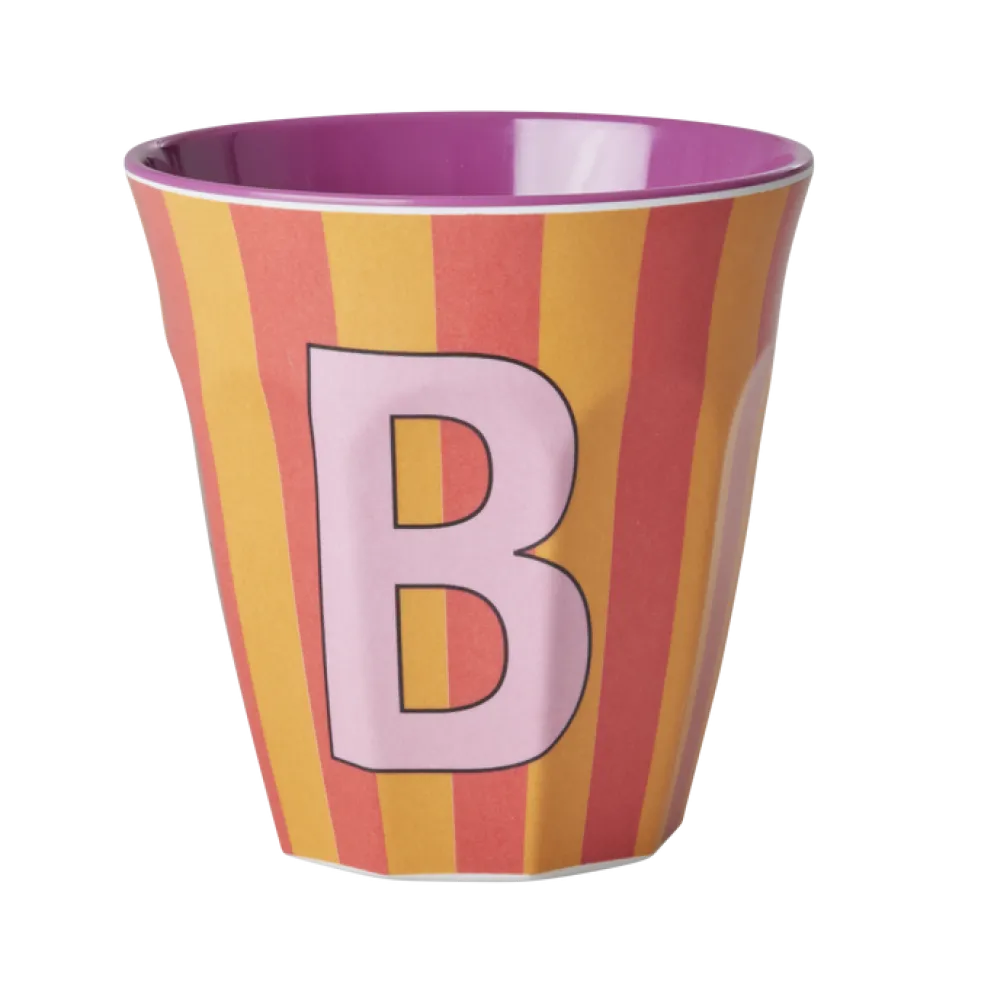 RICE Melamin Buchstabenbecher gestreift