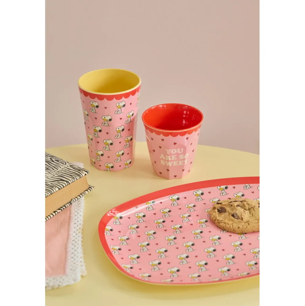 RICE Melamin Rechteckiger Kinderteller mit Snoopy