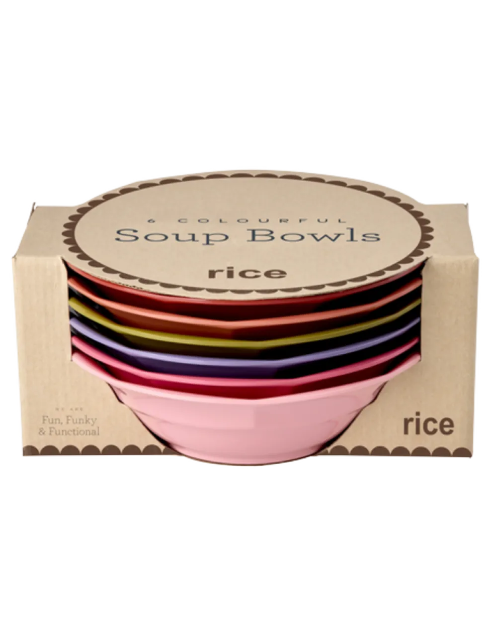 RICE Melamin Suppenteller im 6er Pack Solid Colors