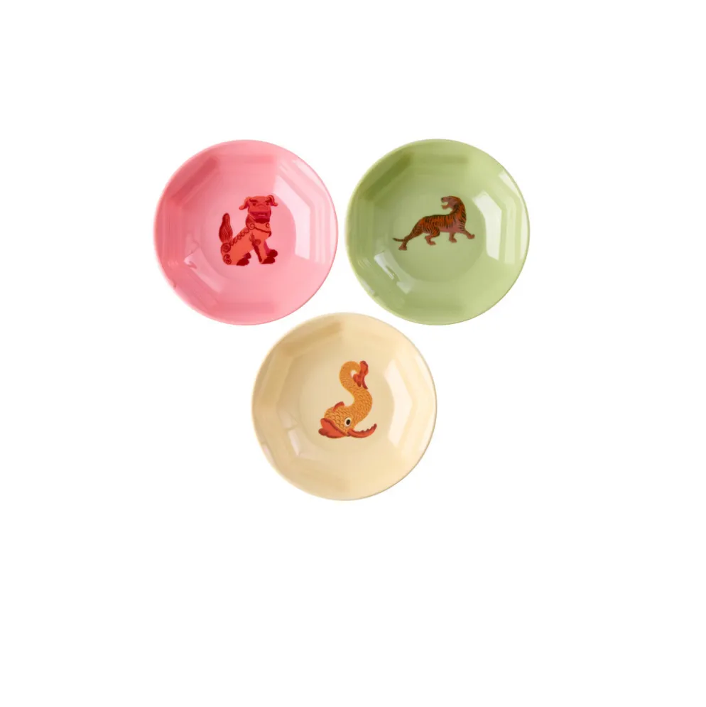 RICE Melamin Sushi-Dipschalen im 3er-Set mit China-Prints