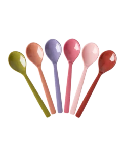 RICE Melamin Teelöffel Set – 6er-Pack in bunten Unifarben