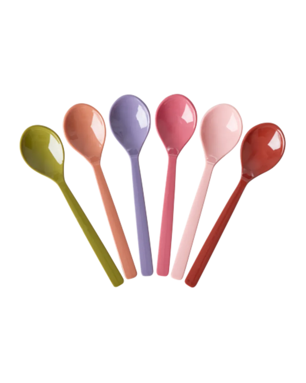 RICE Melamin Teelöffel Set – 6er-Pack in bunten Unifarben