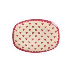 RICE Melamin Teller rechteckig Hearts Print