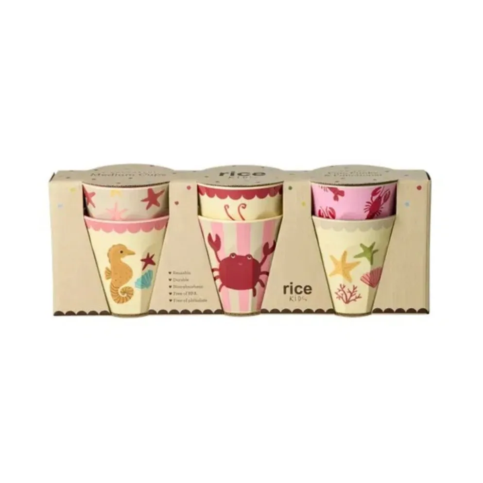 RICE Mittelgroße Melamin Becher Ocean Print 6er Set