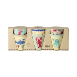 RICE Mittelgroße Melamin Becher Ocean Print 6er Set