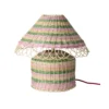 RICE Natur-Rattan Tischlampe, niedrig