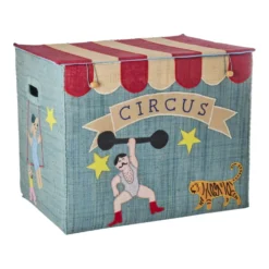 RICE Raffia Aufbewahrungskorb Zirkus aus Bast, faltbar, z.B. für Spielzeug