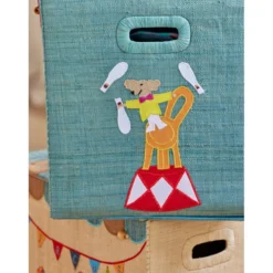 RICE Raffia Aufbewahrungskorb Zirkus aus Bast, faltbar, z.B. für Spielzeug