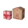 RICE Raffia Aufbewahrung Weihnachtskörbe Lebkuchenhaus & Geschenkbox 2er-Set