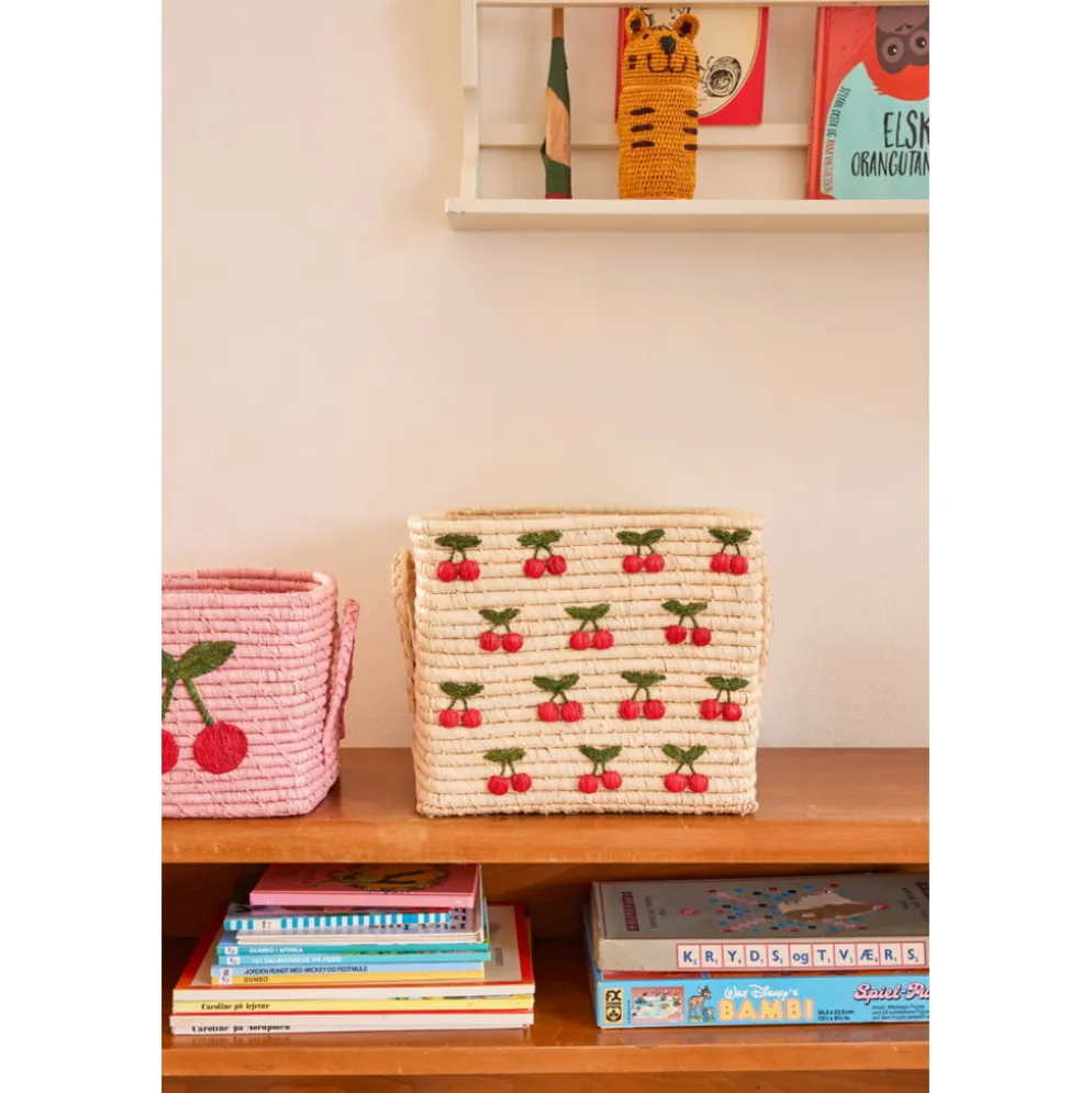 RICE Raffia Korb 30x30x25 cm, Cherries All Over