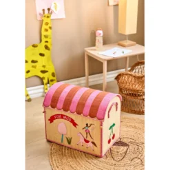 RICE Raffia Spielzeugkörbe Fun Fair Pink – 3er-Set