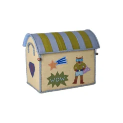 RICE Raffia Spielzeugkörbe Hero Blau – 3er-Set