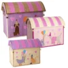 RICE Raffia Spielzeugkörbe Pink Party Animal – 3er-Set