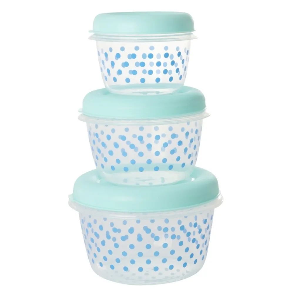 RICE Runde Vorratsdosen mit Punkten in Mint - 3er-Set