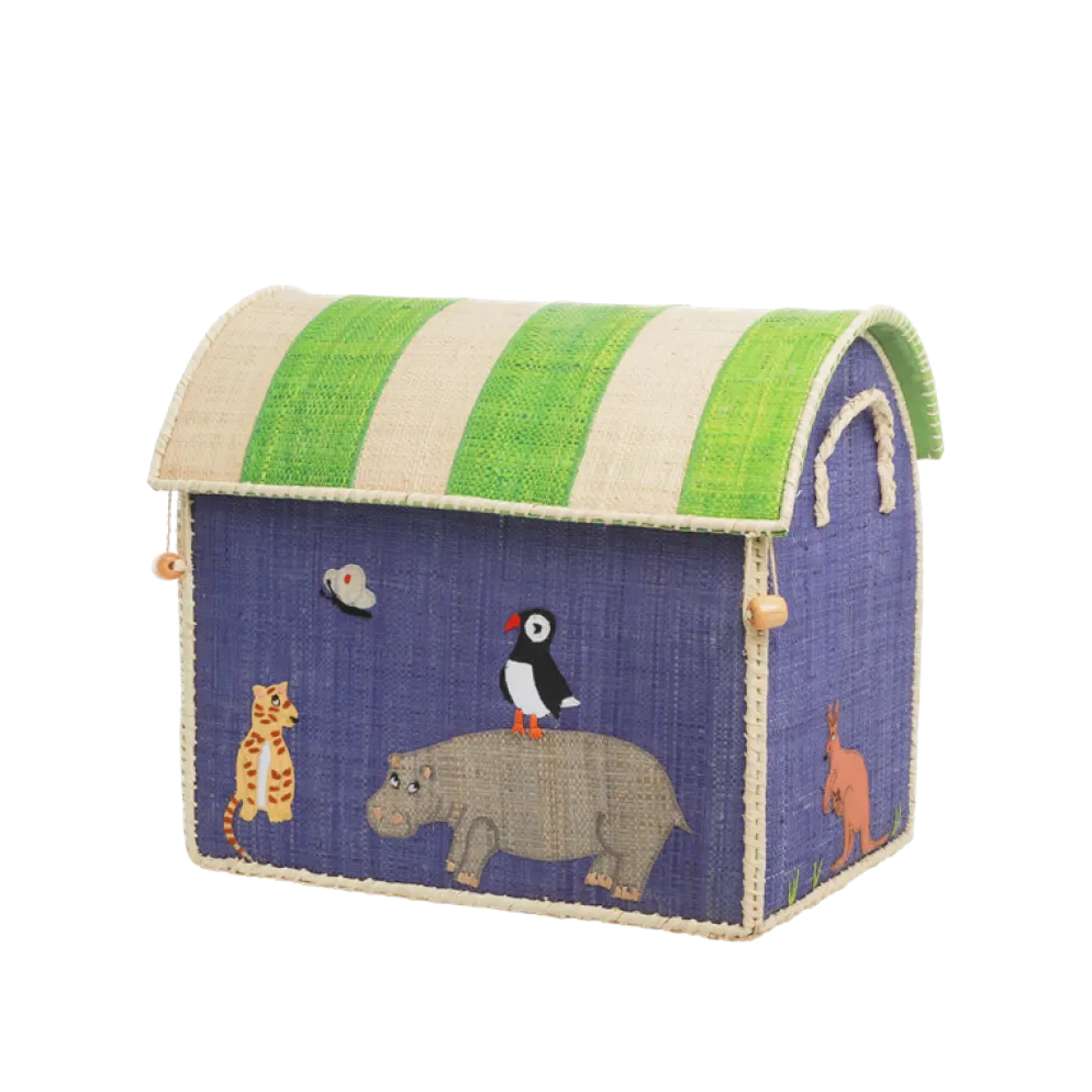 RICE Spielzeugkörbe Aufbewahrung Zootiere 3er Set