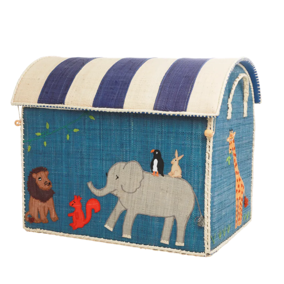 RICE Spielzeugkörbe Aufbewahrung Zootiere 3er Set