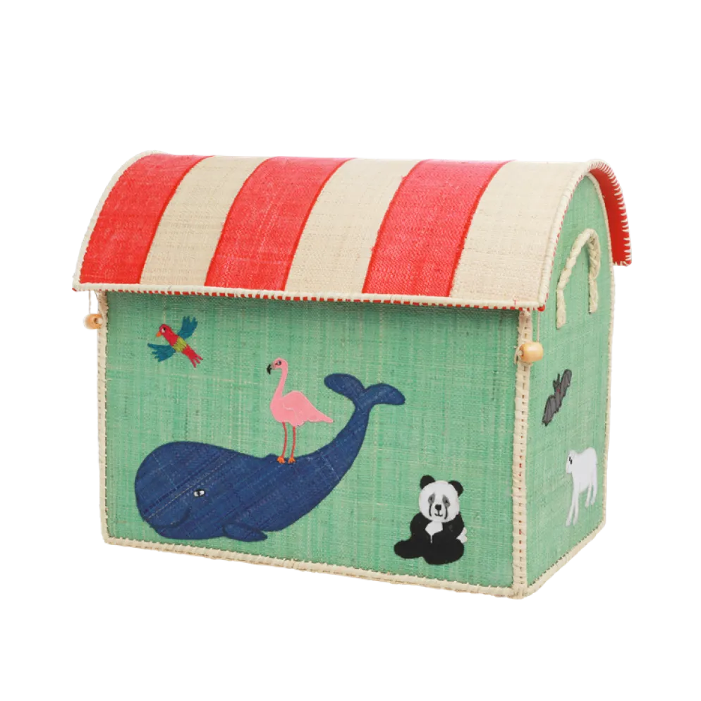 RICE Spielzeugkörbe Aufbewahrung Zootiere 3er Set