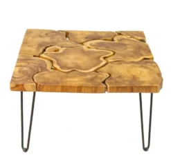 skandeko Quadratischer Couchtisch aus recyceltem Holz