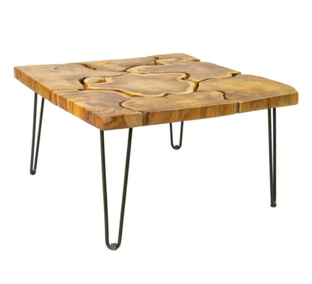 skandeko Quadratischer Couchtisch aus recyceltem Holz